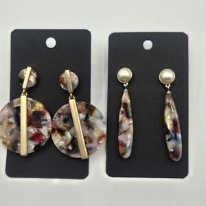 LOFT Fashion Earrings Multicolor Acrylic Gold Tone Pearl